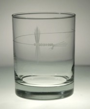 Etched Fly Fishing 14 oz. Double Old Fashioned--A GREAT FATHER'S DAY GIFT!
