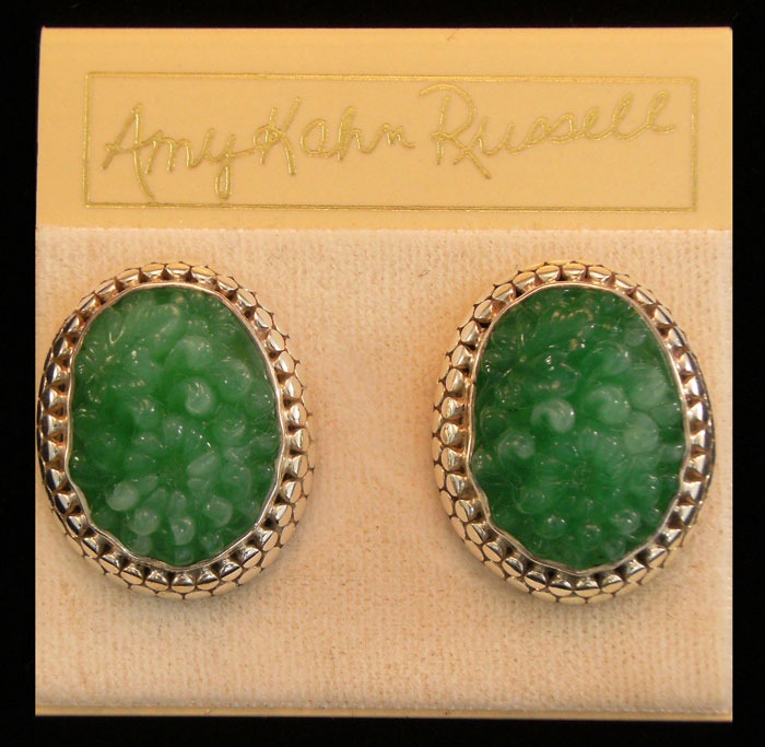 Vintage Pressed Glass Clip Earrings--CAN BE CONVERTED TO POST--ORIGINALLY $125.00