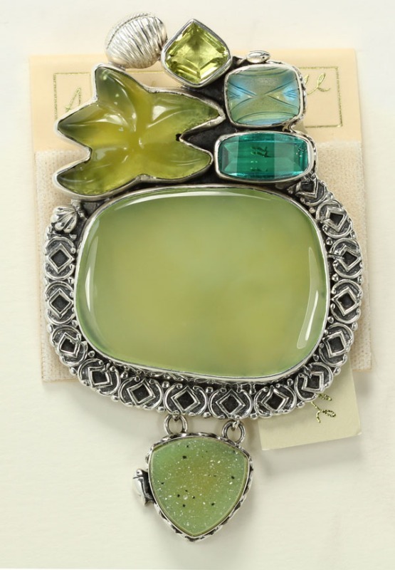 Agate, Serpentine, & Citrine Pin-Pendant
