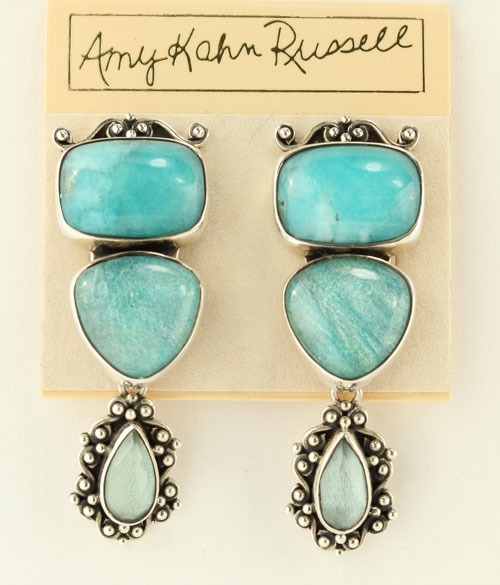 Amazonite Dangle Clip Earrings