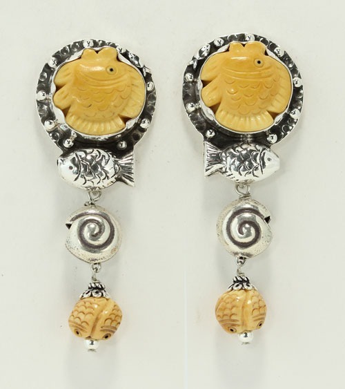 Carved Bone Fish Bracelet