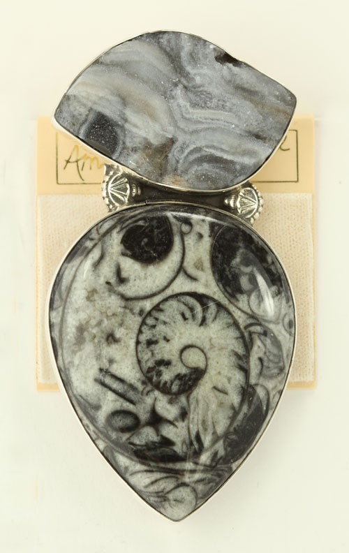 Fossilized Coral & Brazilian Agate Drusy Pin-Pendant