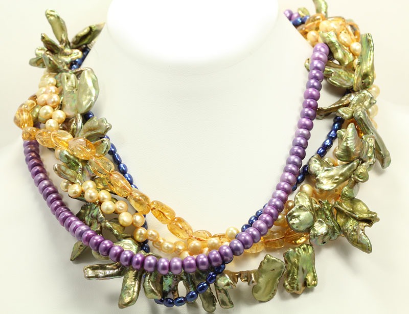 Freshwater Pearl and Citrine Multi-Strand Necklace