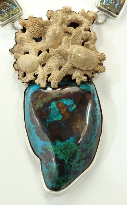 Mammoth Ivory & Chrysocolla Statement Necklace