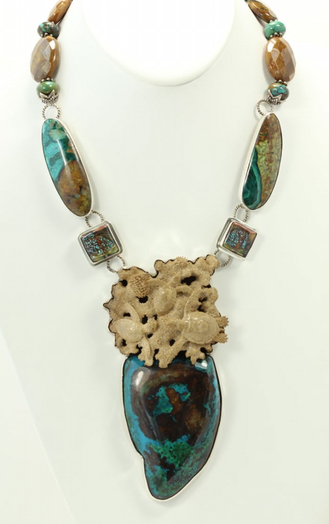 Mammoth Ivory & Chrysocolla Statement Necklace