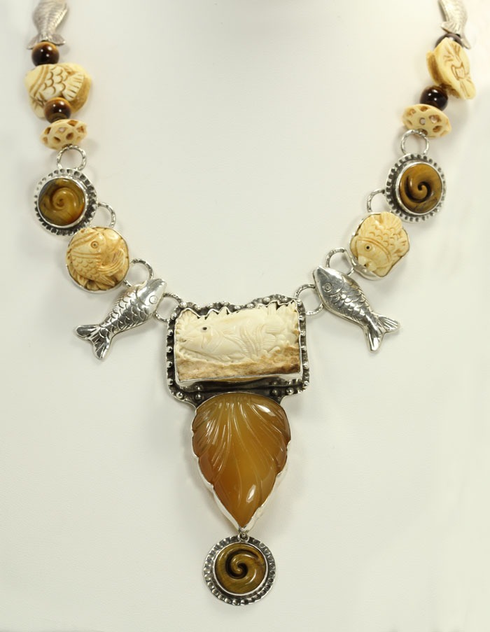 Mammoth Ivory Fish Necklace
