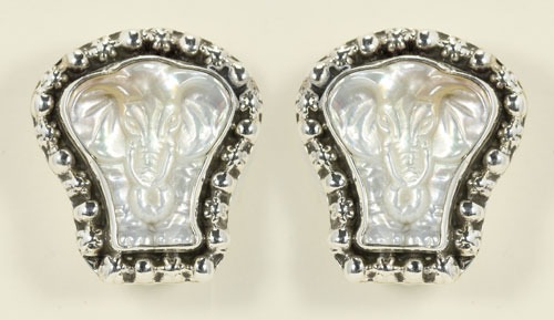 Mother of Pearl Elephant Post Earrings