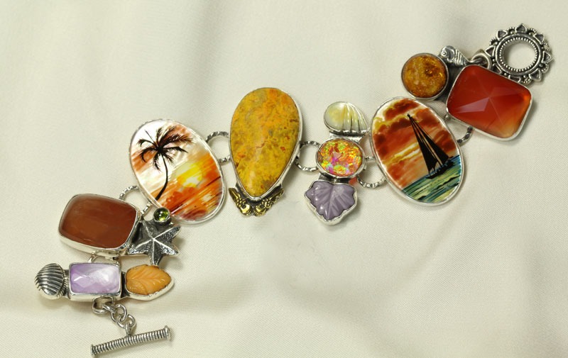 Hand Painted Tropical Sunset Bracelet