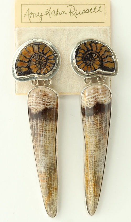 Sahara Desert Ammonite Clip Dangle Earrings