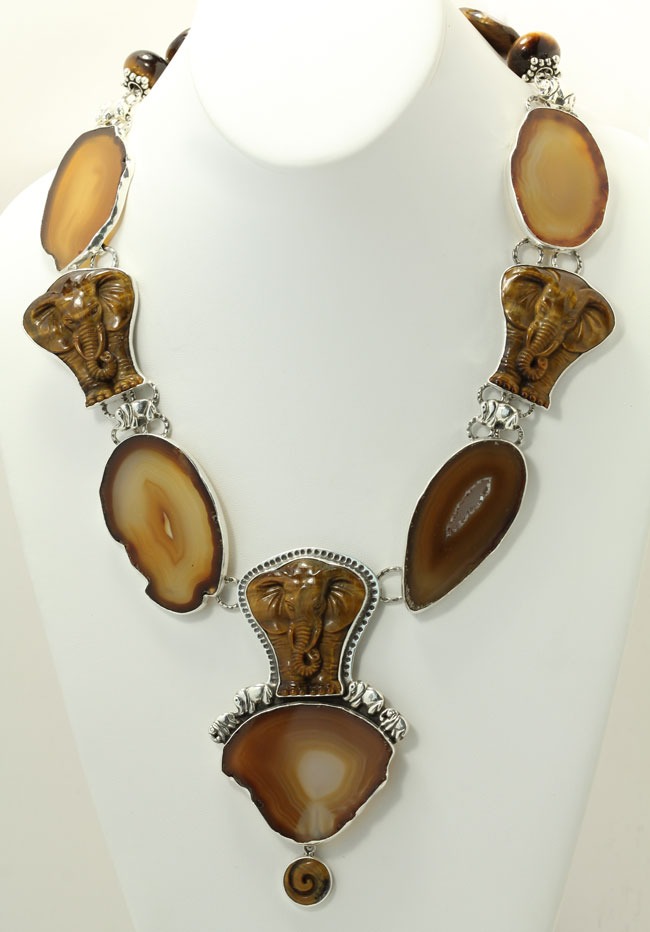Tiger Eye Elephant Statement Collar