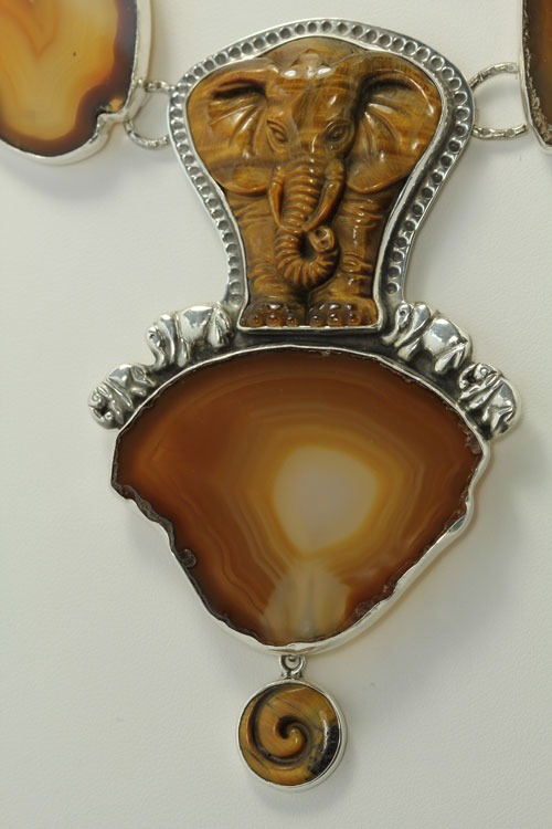 Tiger Eye Elephant Statement Collar