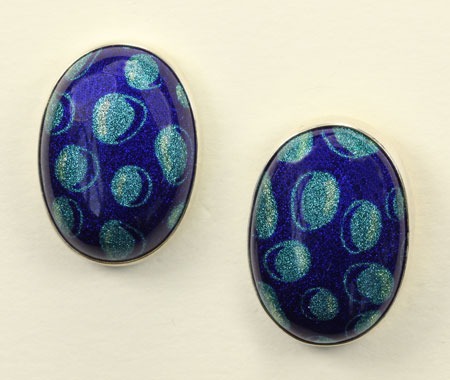 Blue Enameled Agate Post Earrings--ORIGINALLY $138.00