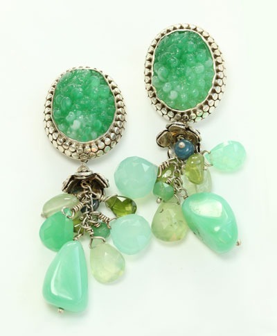 Vintage Pressed Glass Clip Earrings