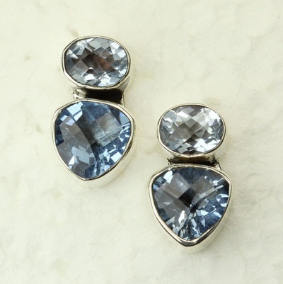 Blue Quartz Post Earrings