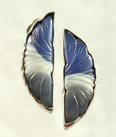 Blue, White, & Gray Clip Earrings