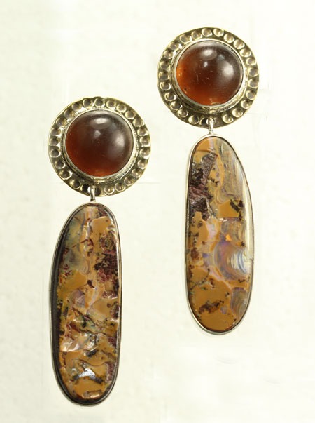 Boulder Opal & African Amber Clip Earrings
