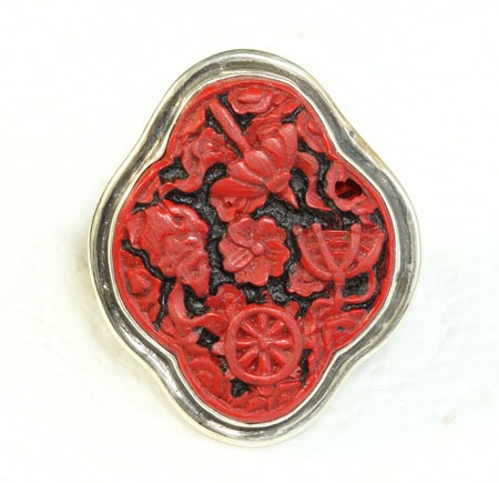 Carved Cinnabar Ring
