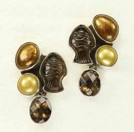Carved Fish Dangle Earrings