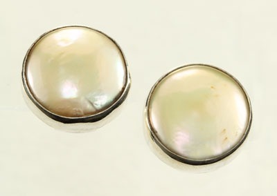 Champagne Coin Pearl Clip Earrings
