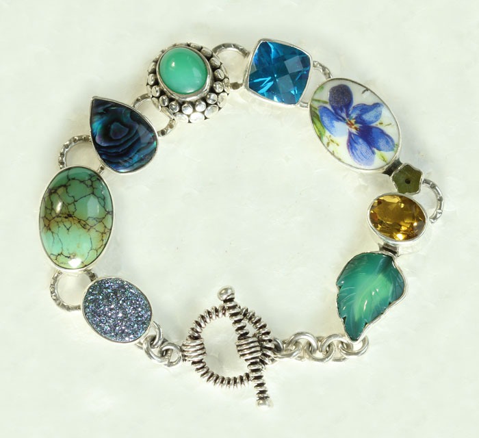 Chrysoprase, Citrine, & Handmade Glass Tennis Bracelet