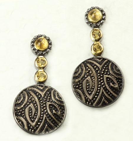Citrine & Czech Glass Post Earrings