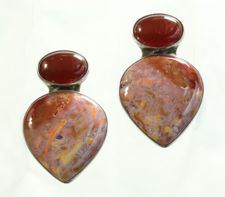 Confetti Jasper & Carnelian Clip Earrings