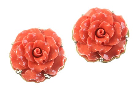 Carved Coral Clip Earrings--CAN BE CONVERTED TO POST