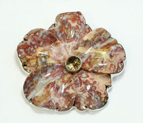Very Large Crazy Lace Agate Pin-Pendant