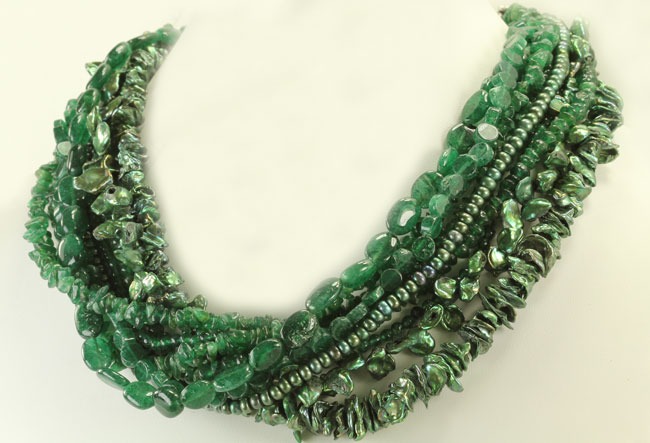 Dark Green Multi Strand Necklace