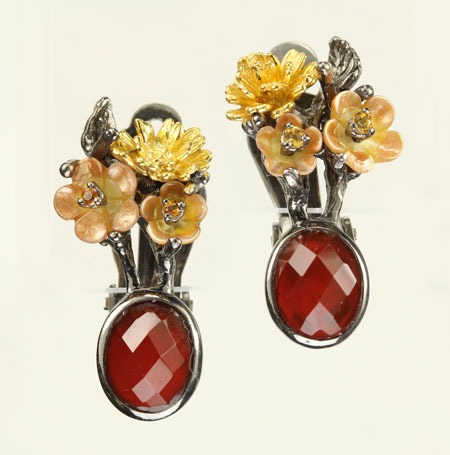 Delicate Vermeil & Carnelian Clip Earrings