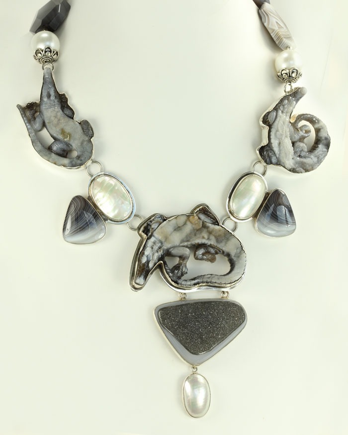Exotic Drusy Crocodile Collar