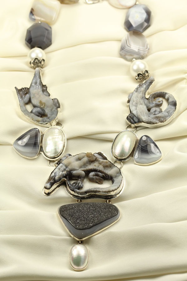 Exotic Drusy Crocodile Collar
