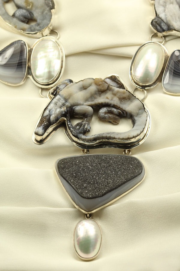 Exotic Drusy Crocodile Collar