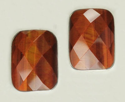 Faceted Tiger Eye Post Earrings