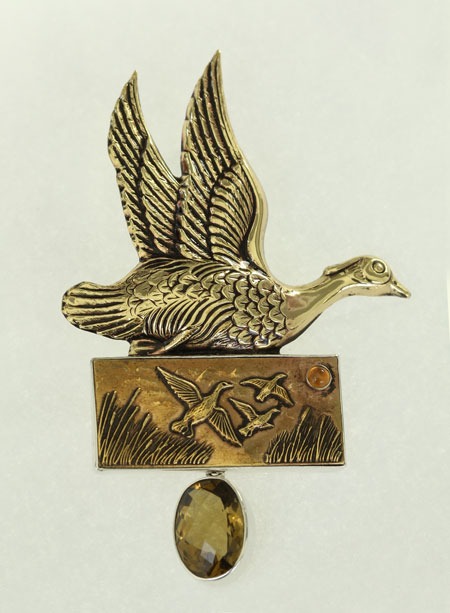 Vintage Geese with Whiskey Quartz