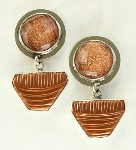 Goldstone Post Dangles--CAN BE CONVERTED TO CLIP