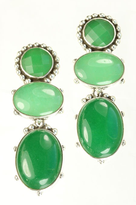 Gorgeous Green Quartz Clip Dangle Earrings