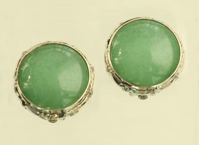 Green Quartz Clip Earrings