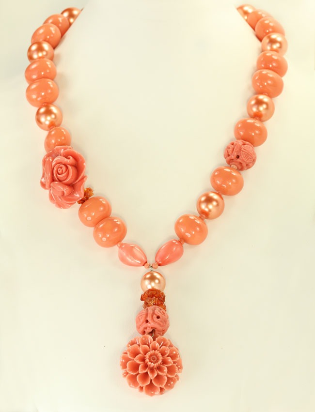 Hand Carved Coral Necklace