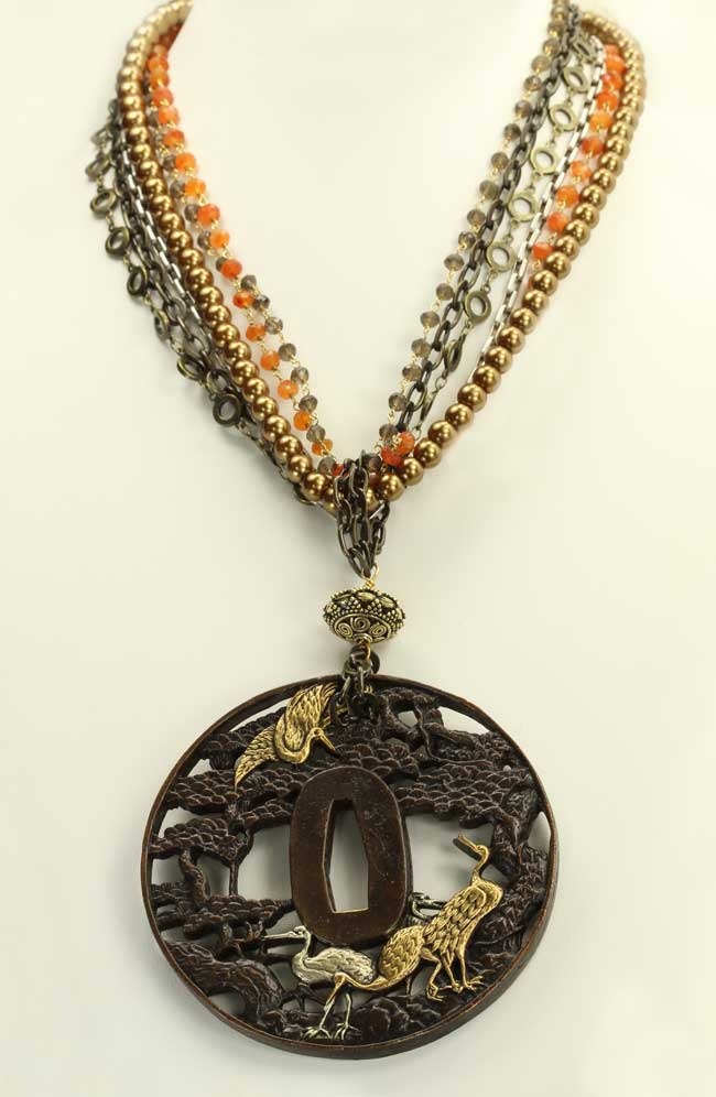 Japanese Tsuba Statement Necklace--ADJUSTABLE LENGTH