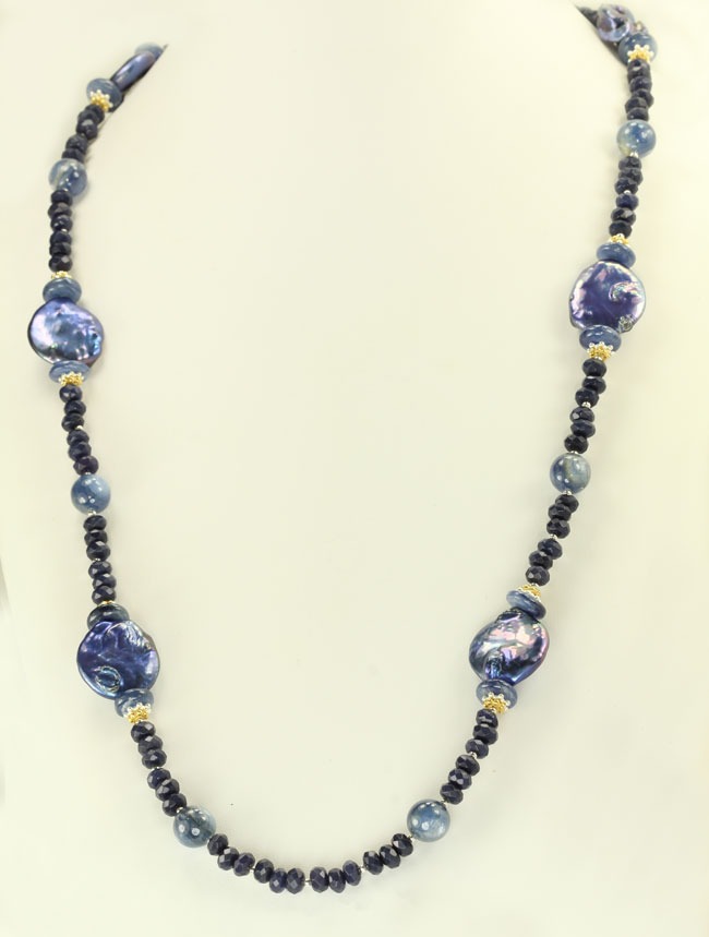 Kyanite & Fresh Water Pearl Necklace
