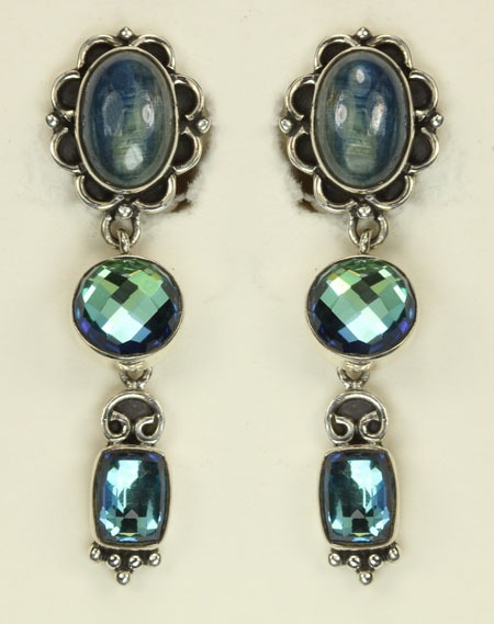 Kyanite & Quartz Clip Dangles--CAN BE CONVERTED TO POST