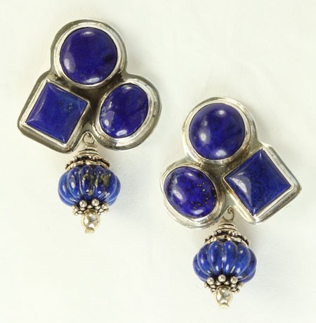 Lapis Post Dangle Earrings