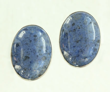 Large Dumortierite Clip Earrings
