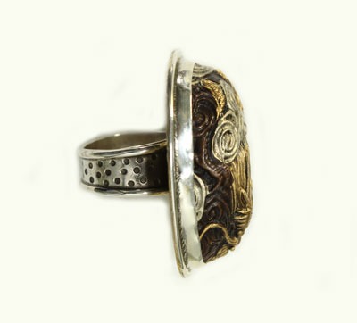 Large Japanese Kashira Ring--COORDINATING PIN-PENDANT & NECKLACE