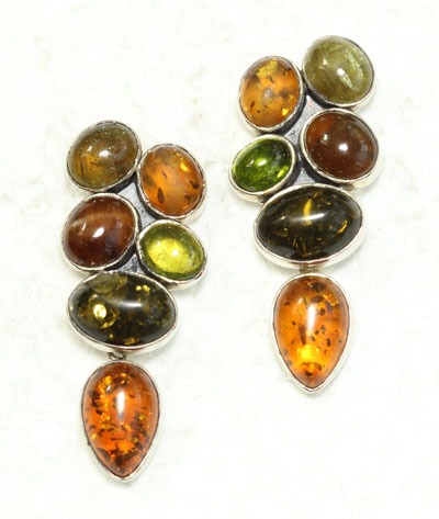 Cascade Clip Earrings with Teardrop Dangle 
