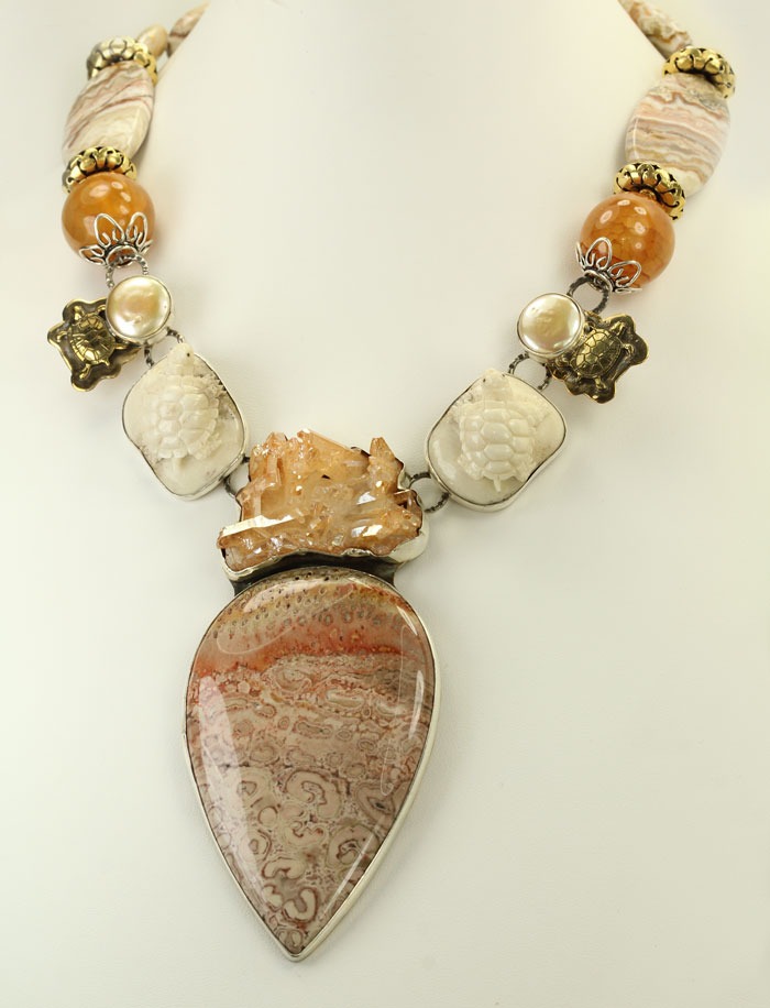  Naturally Shed Antler & Fossilized Tree Fern Statement Collar