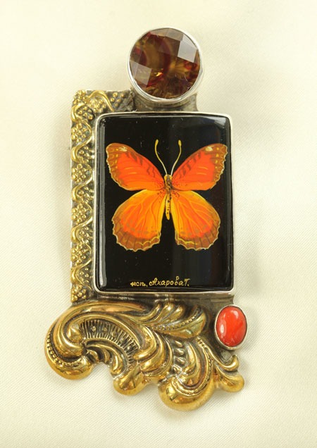 Orange Butterfly Pin-Pendant