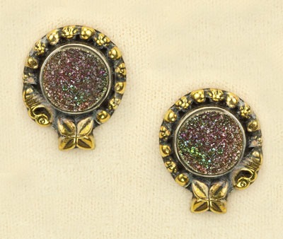 Pyritized Drusy Petite Post Earrings