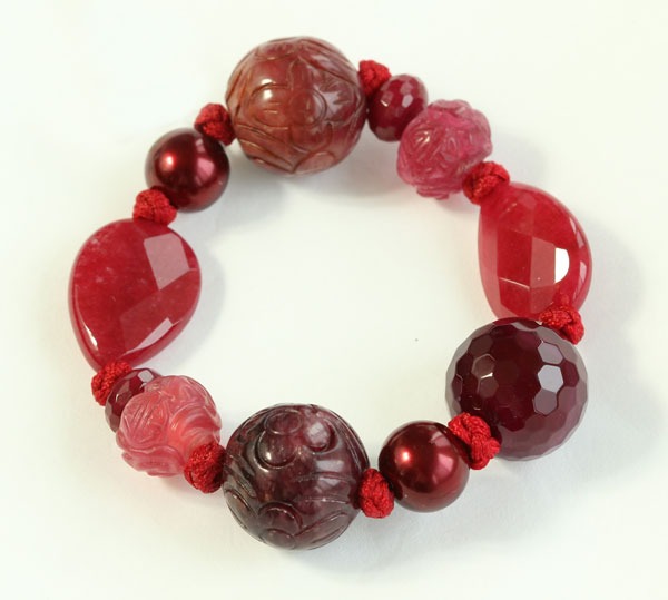 Raspberry & Cranberry Stretch Bracelet